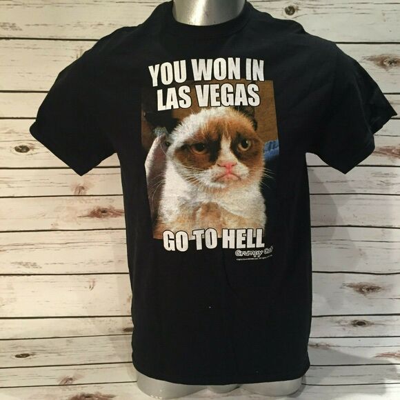 Cats You Won in Las Vegas Go to He'll Grumpy Cat TShirt Circa 2013 Tee T Shirt M - Picture 1 of 4